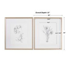 Load image into Gallery viewer, Botanical Sketches Framed Prints, S/2
