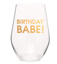 Load image into Gallery viewer, Birthday Babe Stemless Wine Glass
