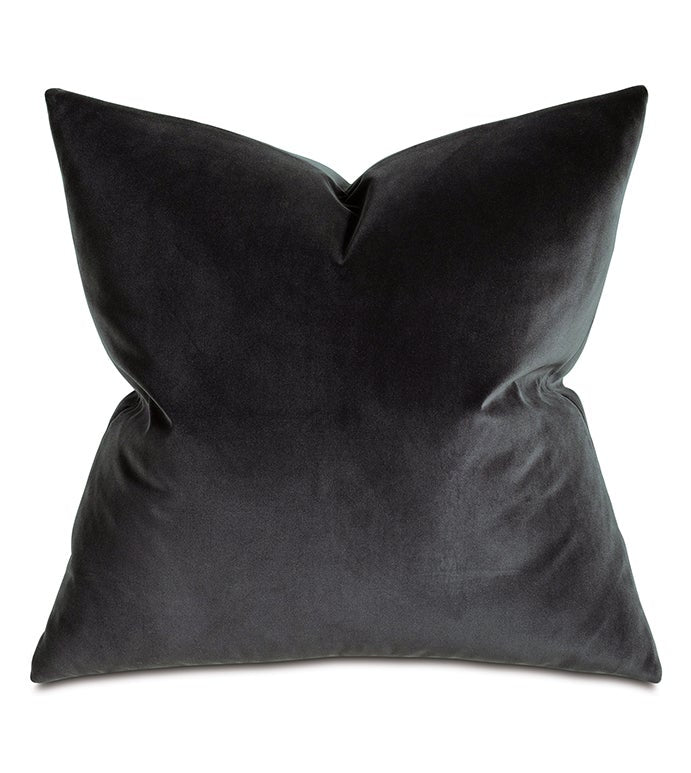 Uma Velvet Decorative Pillow in Teal, Charcoal, Gold & Gray