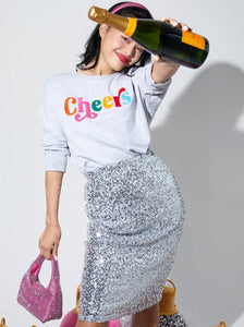 CHEERS SWEATSHIRT, GREY: Extra-large