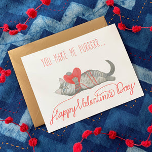 Kitten & Heart Yarn Valentine's Day Card