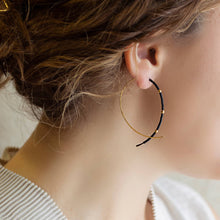 Load image into Gallery viewer, Confetti Beaded Earrings-Black, Minimalist, Threader, Hoops
