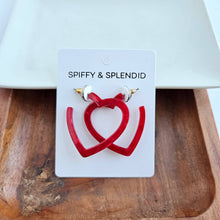 Load image into Gallery viewer, Heart Hoops- Red
