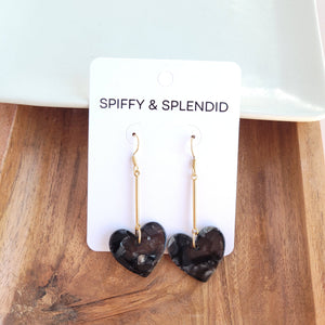 Mina Heart Earrings - Black / Valentine's Earrings
