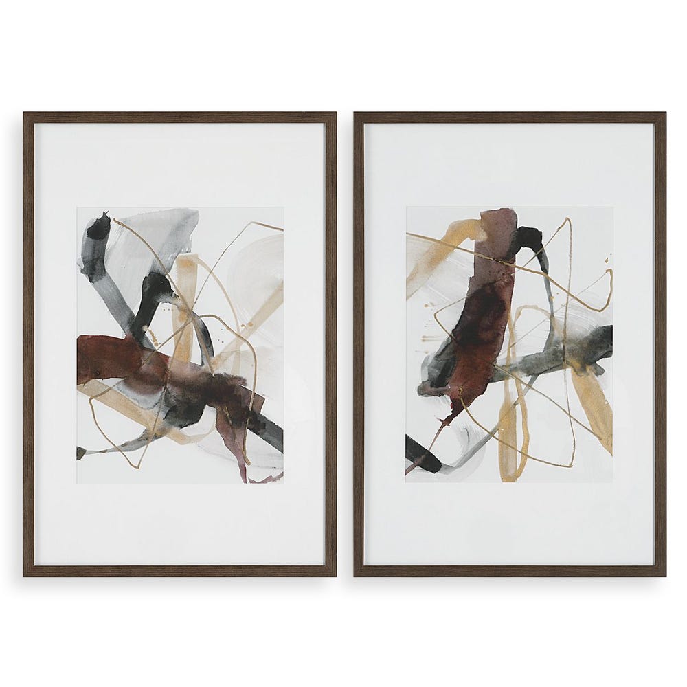 Burgundy Interjection Framed Prints S/2