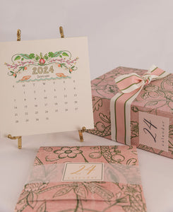 2024 Classic Desk Calendar with Gold or Silver Easel