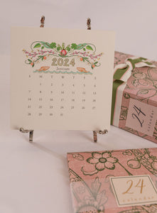 2024 Classic Desk Calendar with Gold or Silver Easel