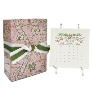 2024 Classic Desk Calendar with Gold or Silver Easel