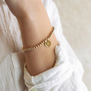Gold Disc Sun Bracelet-"Keep your face always..."