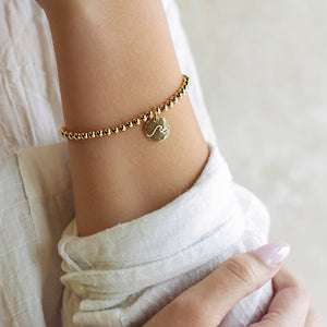 Gold Disc Wave Bracelet-"I'm not afraid of storms..