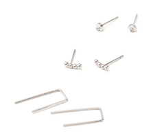 Load image into Gallery viewer, Refined Stud Trio - Venus/Silver
