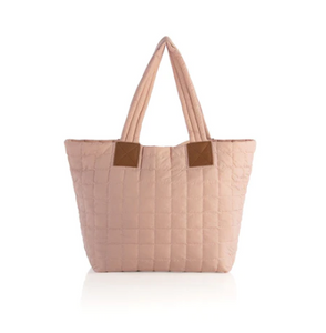 Ezra Quilted Tote - Blush, Ultra Marine & Orange