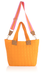 Ezra Quilted Tote - Blush, Ultra Marine & Orange
