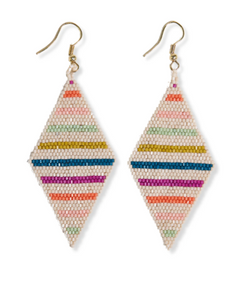 Frida Horizontal Lines Beaded Earrings Rainbow