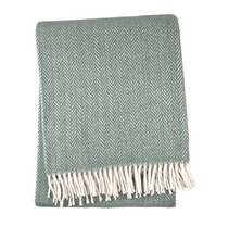 Load image into Gallery viewer, Herringbone Plush Throw - Sage &amp; Olive Green
