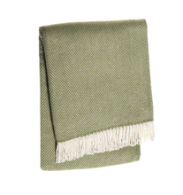 Load image into Gallery viewer, Herringbone Plush Throw - Sage &amp; Olive Green
