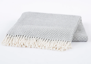 Multi Striped Pattern Recycled Cotton Throw - Grey