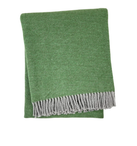 Pixel Design Fringed Throw- Blue & Forest Green