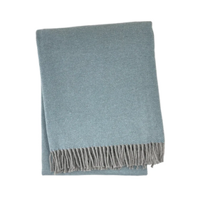 Pixel Design Fringed Throw- Blue & Forest Green