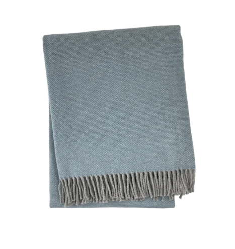Pixel Design Fringed Throw- Blue & Forest Green