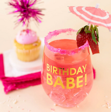 Load image into Gallery viewer, Birthday Babe Stemless Wine Glass
