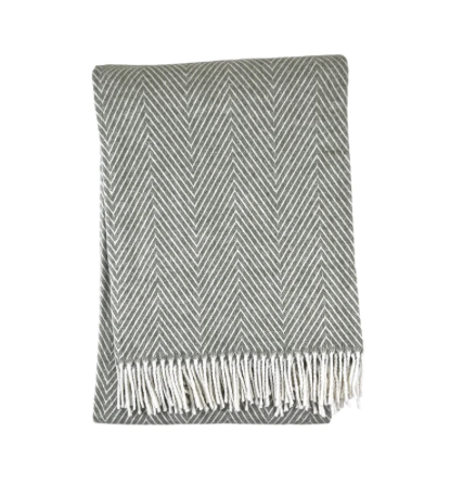 Herringbone Recycled Cotton Throw - Green