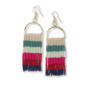 Allison Horizontal Stripe Beaded Fringe Earrings