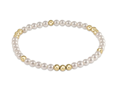 Worthy Pattern 3mm Pearl/Gold Bead Bracelet
