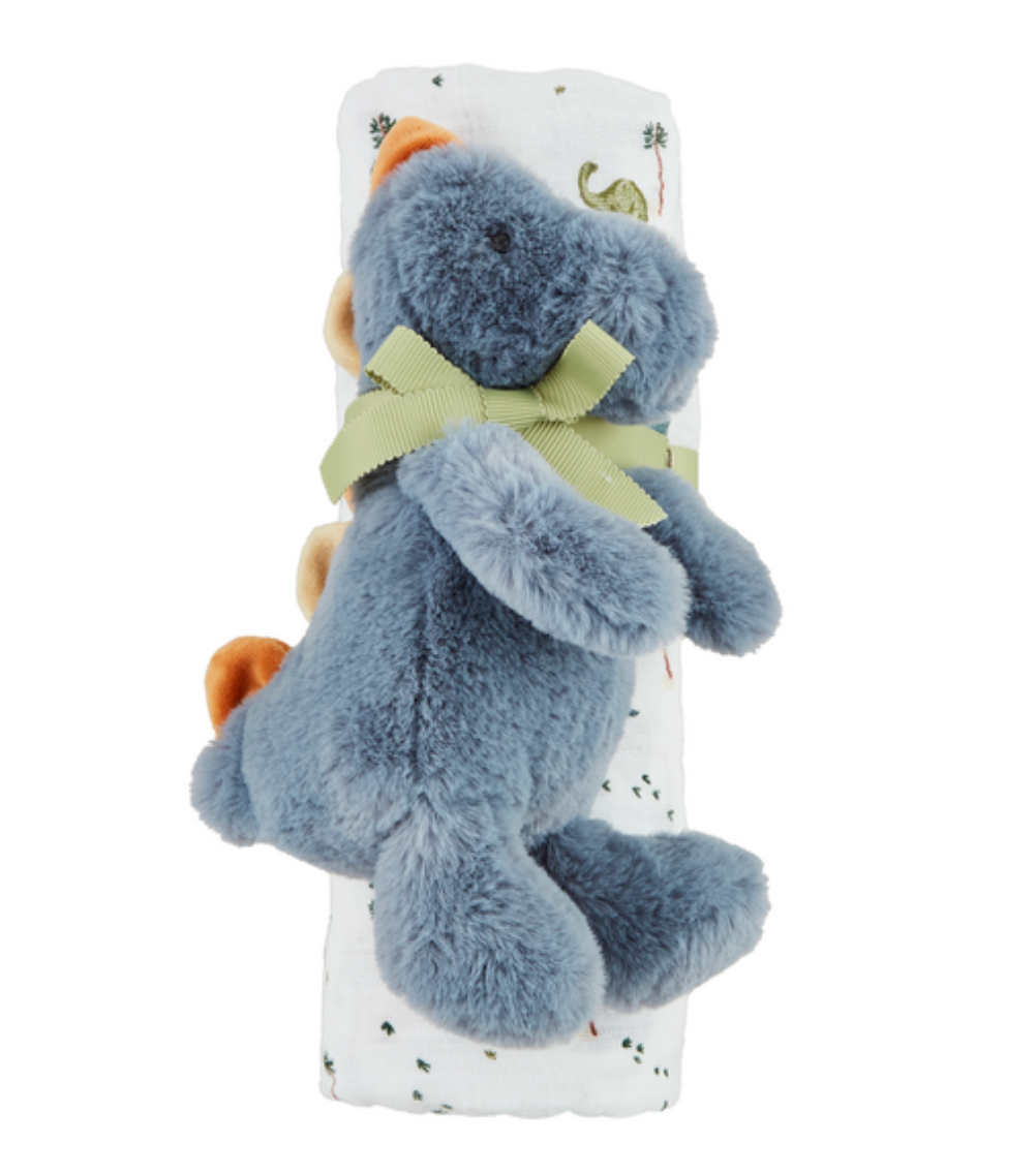 Dino Swaddle and Rattle Set