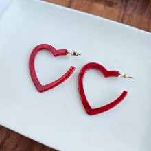 Load image into Gallery viewer, Heart Hoops- Red
