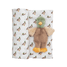 Load image into Gallery viewer, Mallard Swaddle and Rattle Set
