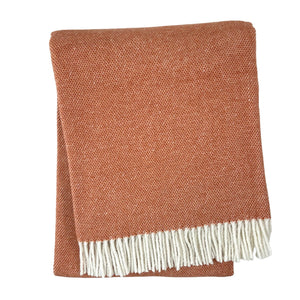 Pixel Design Fringed Throw: Coral With Ivory Fringe
