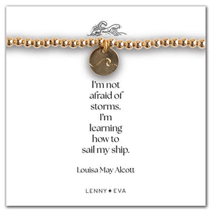 Gold Disc Wave Bracelet-"I'm not afraid of storms..