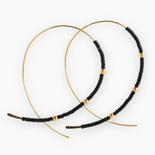 Load image into Gallery viewer, Confetti Beaded Earrings-Black, Minimalist, Threader, Hoops
