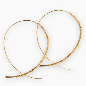 Confetti Beaded Earrings-Gold, Minimalist, Threader, Hoops