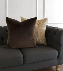 Uma Velvet Decorative Pillow In Brown & Rust