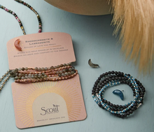 Load image into Gallery viewer, Stone Duo Wrap Bracelet/Necklace/Pin - Tourmaline &amp; Smoky Quartz
