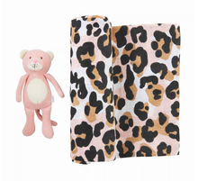 Load image into Gallery viewer, Leopard Swaddle Blanket &amp; Rattle
