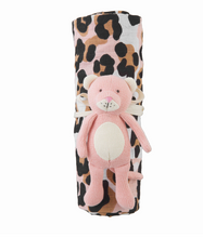 Load image into Gallery viewer, Leopard Swaddle Blanket &amp; Rattle
