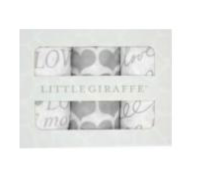 Little Giraffe® 3 Pack Bamboo Love Swaddles - Pink & Silver
