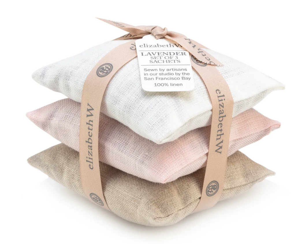Pink Linen Lavender Sachet Set of 3