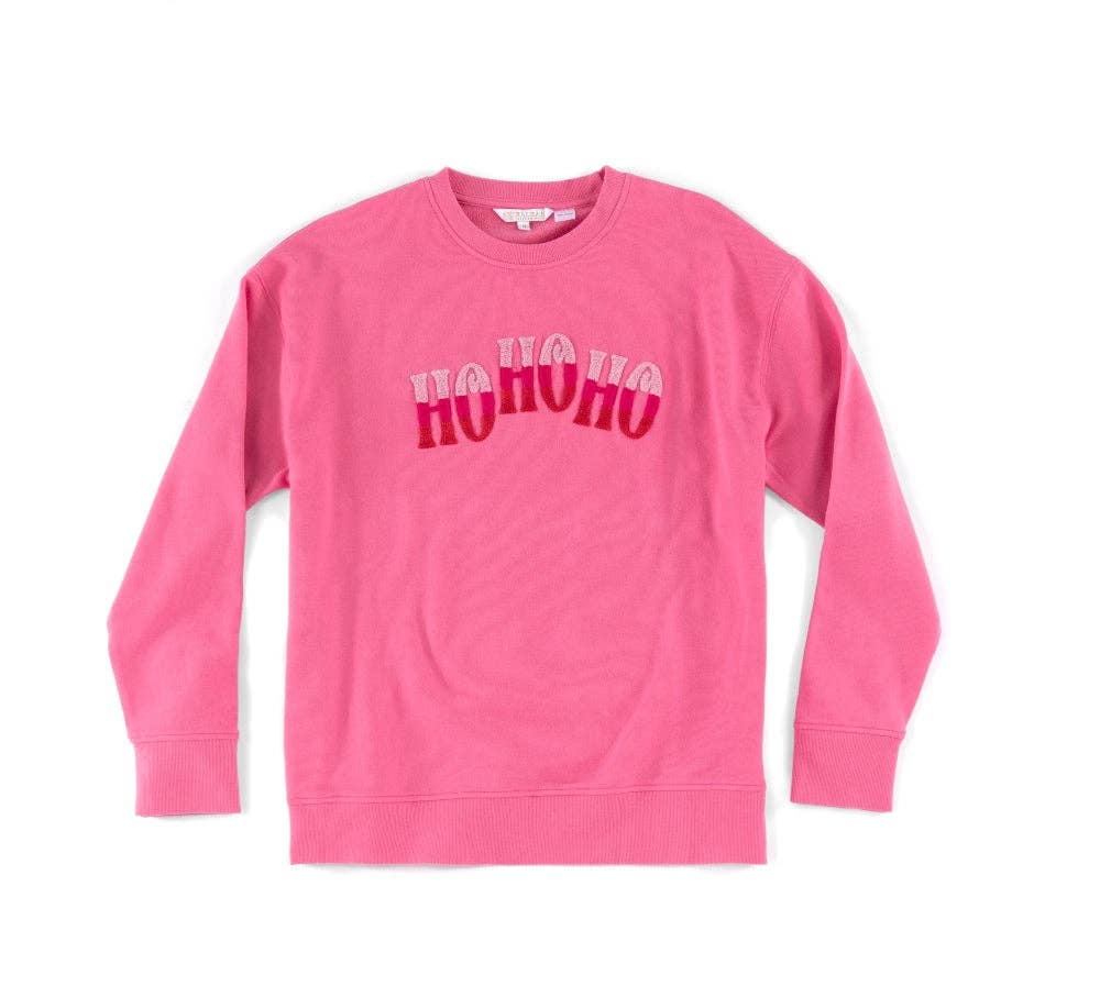HO HO HO SWEATSHIRT, PINK: Extra-Large